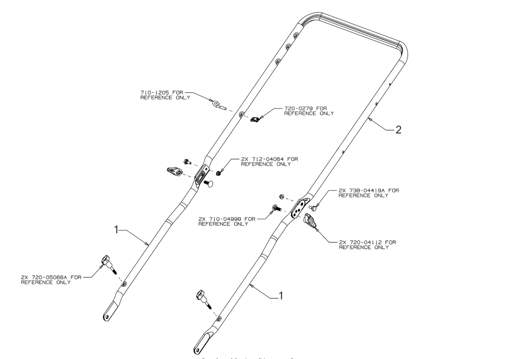 Handle Diagram and Parts List for SC500EQ (12ACP2J6710)(2019) Cub Cadet Lawn Mower
